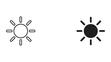Vector sun icons in black and white on a white background for weather or astronomy concepts © SHAHRIYAR RASEL