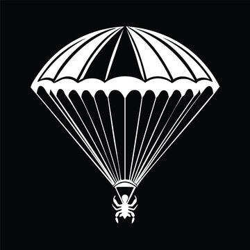 White spider icon on parachute, abstract