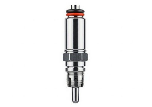 Close-up of stainless steel atomizer with red o-ring