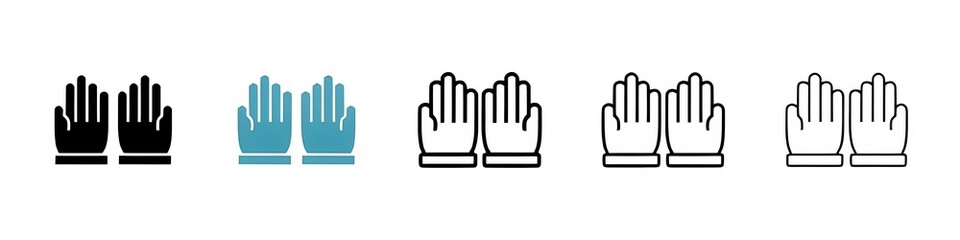 Fototapeta premium Varied Prayer and Worship Icons. Spiritual and Holy Gestures. Multicultural Worship Symbols. Thin line customizable illustration. Contour symbol. Vector isolated outline drawing. Editable stroke