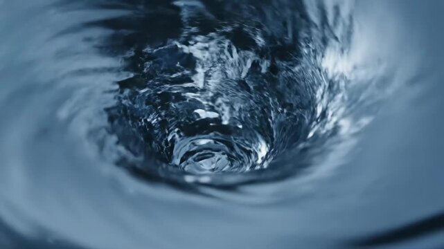Abstract water vortex in rippling blue tones, close up