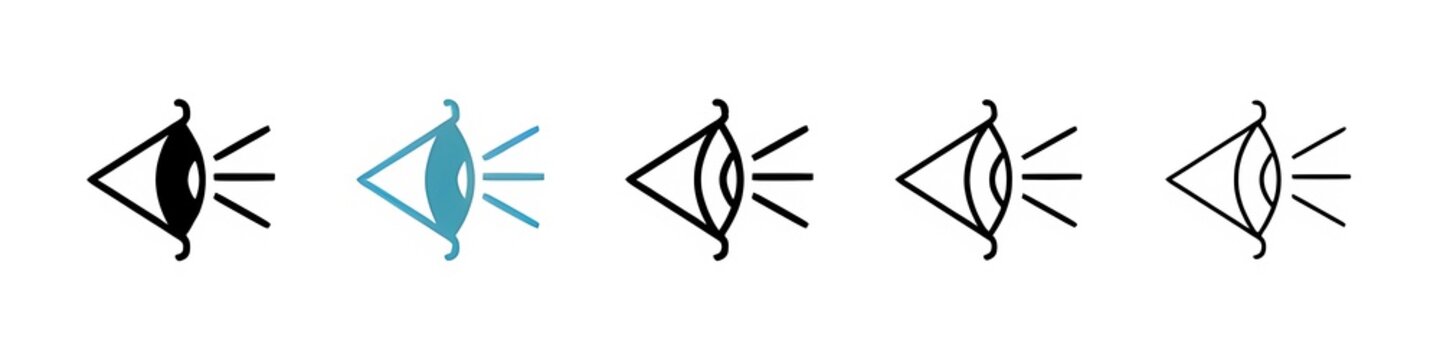 Eye side line icon vector set. Thin line customizable illustration. Contour symbol. Vector isolated outline drawing. Editable stroke