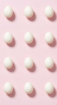 White eggs on pink background