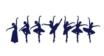 Ballet Dancers Silhouettes Performing Various Poses © kholid