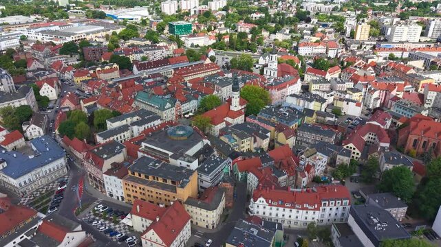 Aerial view of old town aera in Zielona Gora. Lubusz Voivodeship, Poland