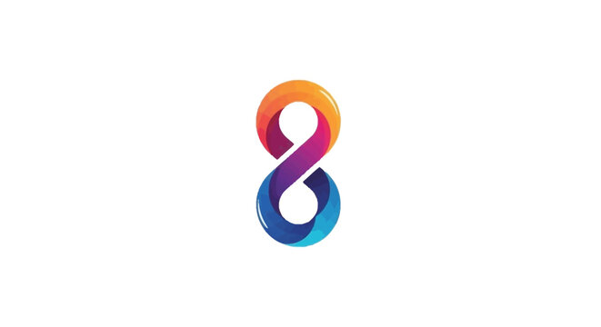 Colorful Number Eight Symbol Icon.