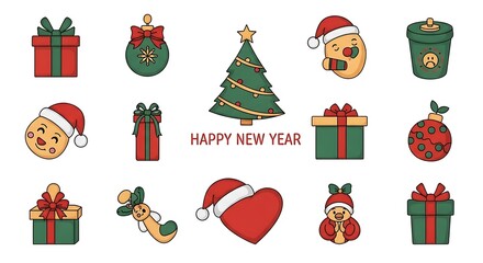 Fototapeta premium New Year Doodles.
