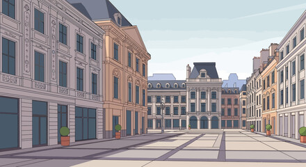 Pixel Art European City Square with Classical Architecture and Open Space © Ilma