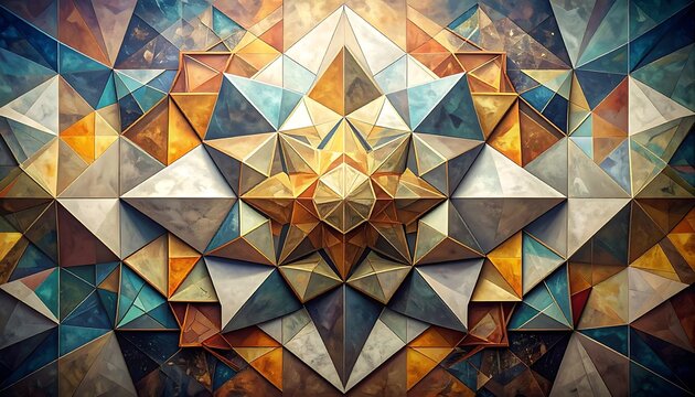 A colorful abstract geometric pattern with triangular shapes