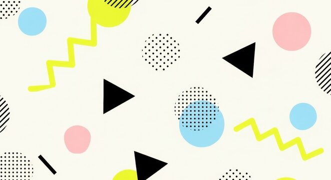 Abstract Geometric Shapes and Patterns in Pastel Colors for Backgrounds.