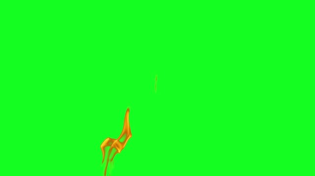 Violent fire plume rising animation on green screen chroma key background with realistic orange red flames burning intensely rising violently for VFX video editing motion graphics professional 4k