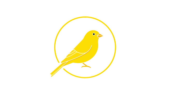 Minimalist Yellow Canary Bird Silhouette in Circle Icon Vector Art
