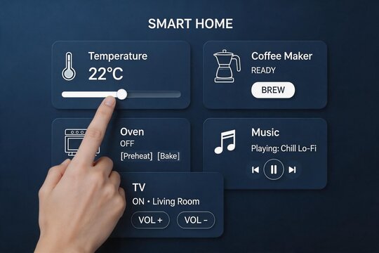 Smart home control interface with hand interaction