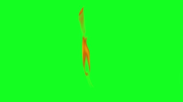 Massive fire swirl forming animation on green screen chroma key background with realistic orange red flames burning intensely forming massively for VFX video editing motion graphics professional 4k