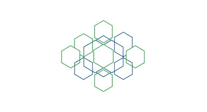 Green and blue hexagons pattern