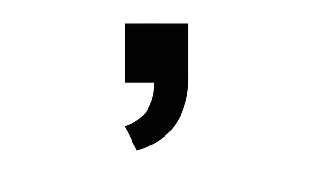 Black Comma Symbol on White Background, Typography, Punctuation Mark