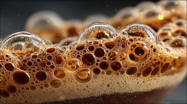 コーヒーフォームのゴールド気泡・ワイドマクロ