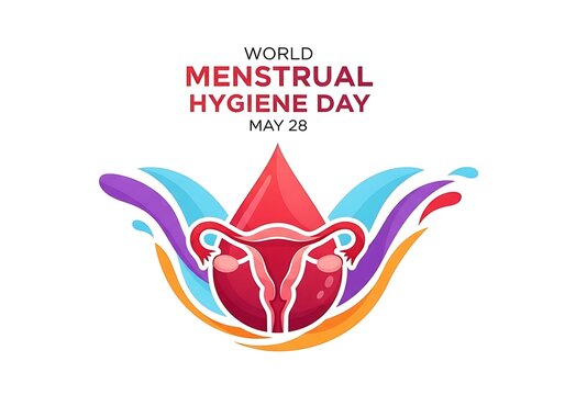 World menstrual hygiene day illustration with uterus and blood drop