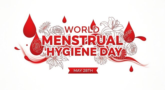 World menstrual hygiene day celebration banner isolated on white background