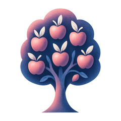 Obraz premium PNG Vibrant apple tree illustration
