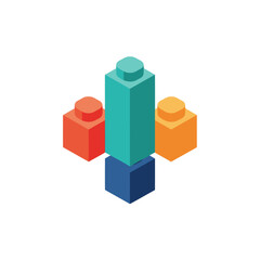 Obraz premium Colorful plastic building blocks stacked.