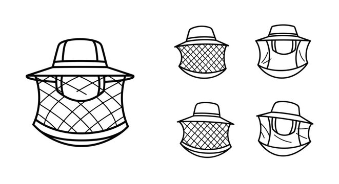 Beekeeping, beekeeper hats, protective gear, apiculture isolated on White Background