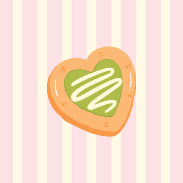 Heart Shaped Matcha Cookie Illustration
