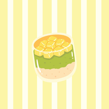 Matcha Mango Dessert Illustration
