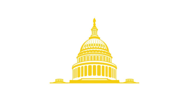 Yellow US Capitol Building Silhouette