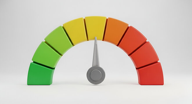 Credit Score Gauge Meter Showing Average Range.