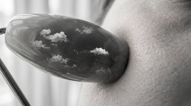 Macro of a jade roller on skin, the stone showing tiny clouds moving inside it