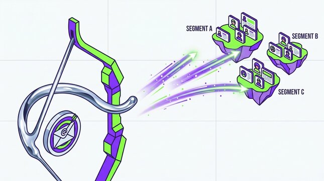 Targeted marketing strategy illustration, data segmentation and customer targeting concept, digital advertising, business analytics, and audience engagement