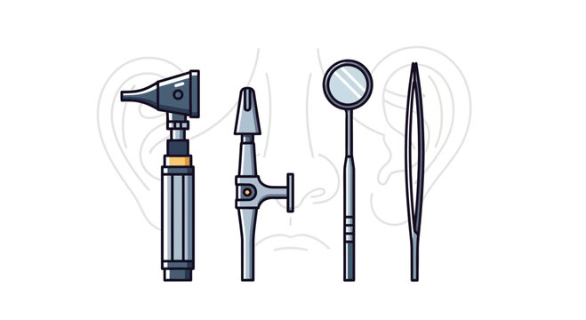 Otolaryngology Medical Instruments Set - Ear, Nose, Throat Exam Tools