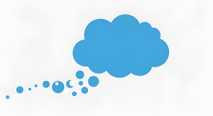 Obraz premium Blue Thought Bubble with Bubbles Trailing.