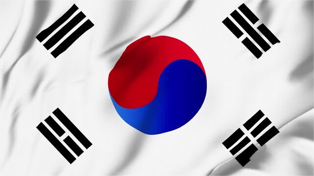 South Korea waving fabric flag animation seamless looping for sport politics business background