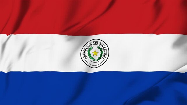 Paraguay waving fabric flag animation seamless looping for sport politics business background