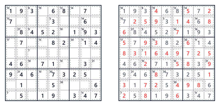 Sudoku puzzle sheets with filled and empty grids for solving  