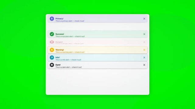 Chat interface on green screen background with floating bubbles