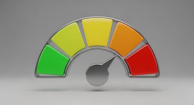 Credit Score Gauge Meter Indicating Risk Level.