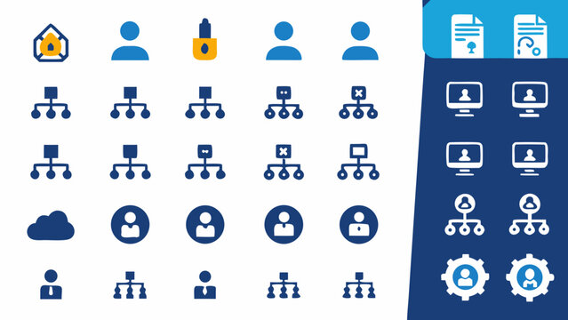 User permission and data flow icon pack for business and technology concepts