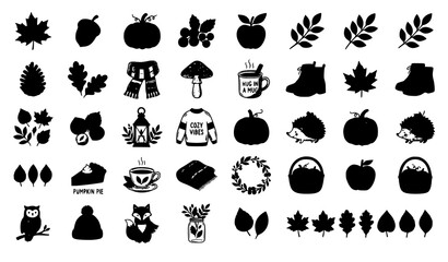 Hand drawn autumn element collection with leaves pumpkins acorns and seasonal doodle vector isolated on white © Mehedi