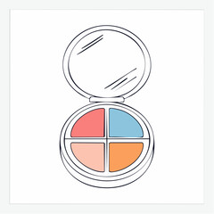 Fototapeta premium Illustration of an open makeup compact with four colored eyeshadows and a mirror