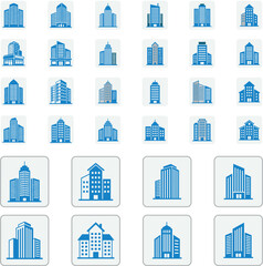 Modern Building Icon Collection with Urban Architecture Skyscraper Symbols for Real Estate Construction and Graphic Design Projects © SunilKumar