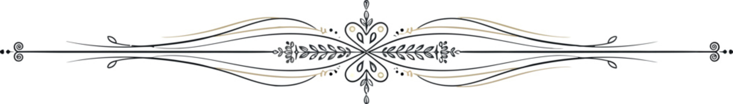 Symmetrical floral divider with swirls and leaf motifs