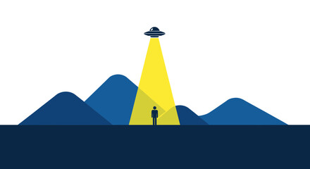 UFO Abducts Lone Figure in Mountainous Landscape © mila