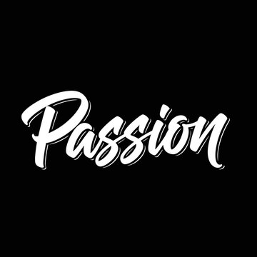 Passion Word in White Script Font.
