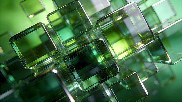 3d abstract green cubes background