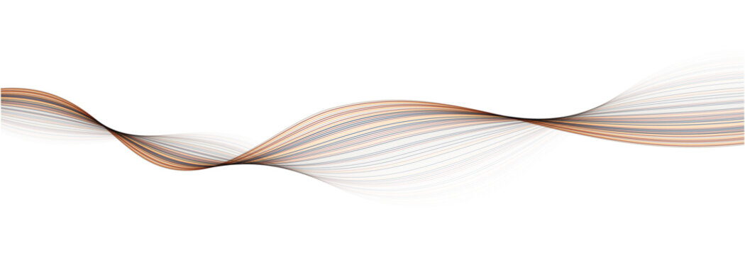 Vector abstract flowing lines with copper and gold gradient on transparent background for premium technology digital artificial intelligence and luxury data science concept