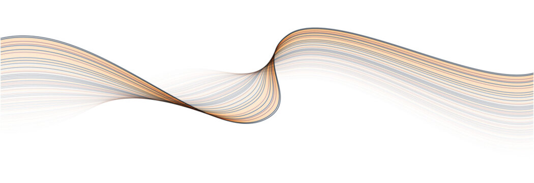 Vector abstract flowing lines with copper and gold gradient on transparent background for premium technology digital artificial intelligence and luxury data science concept