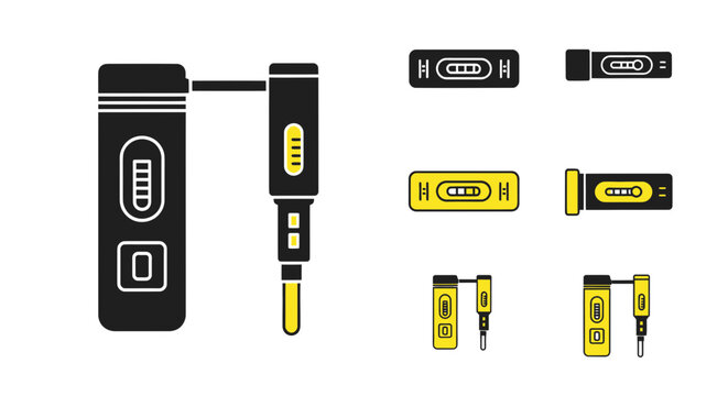 Pregnancy Test Icons Set, Digital and Strip Tests, Positive and Negative Results